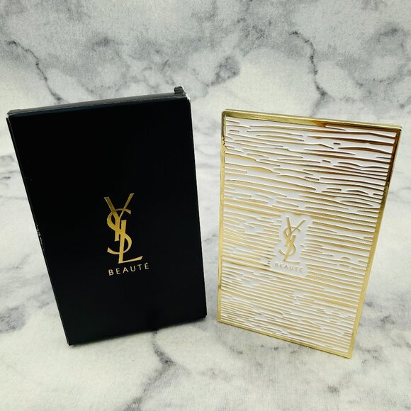 Yves Saint Laurent Other - Yves Saint Laurent Holiday Mirror White Gold Logo Compact Travel Mirror-BOX-NEW